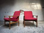 Set Scandinavische fauteuils in palissanderhout, Huis en Inrichting, Fauteuils, Ophalen, Hout, Vintage, 75 tot 100 cm