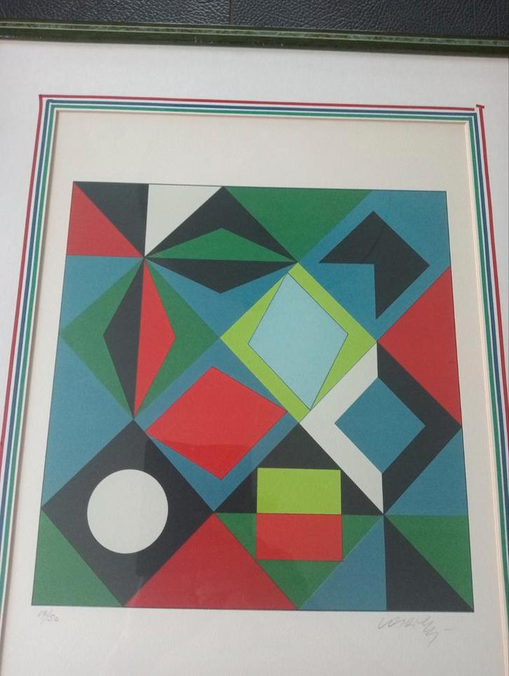 Victor Vasarely litho van 1966 genummerd op slechts 50 ex., Antiek en Kunst, Kunst | Litho's en Zeefdrukken, Ophalen
