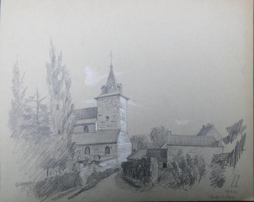 Tekening L. Boschmans - Clavier (village) St. Remacle, Antiek en Kunst, Kunst | Schilderijen | Klassiek, Ophalen of Verzenden