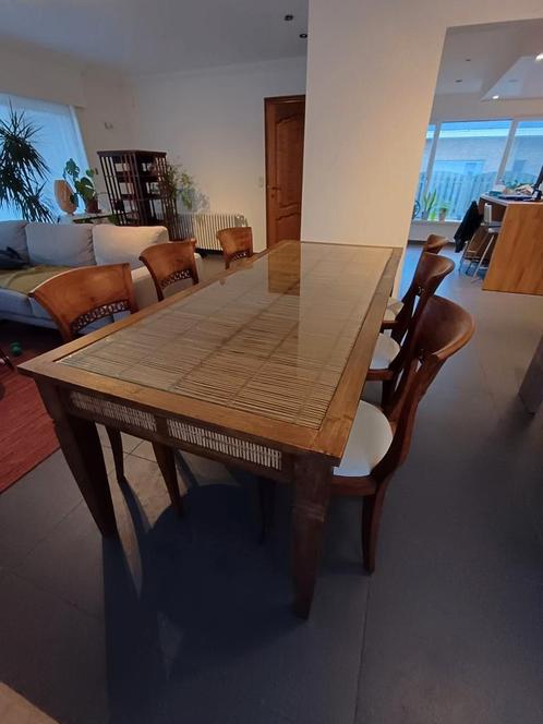 Eettafel met 6 stoelen. Glas niet inclusief, Huis en Inrichting, Complete eetkamers, Gebruikt, Ophalen