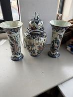 Boch Vieux Rhodes set: 2 vazen + dekselpot, handgeschilderd, Verzenden, Blauw