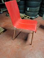 6 rode lederen stoelen, Huis en Inrichting, Ophalen, Gebruikt