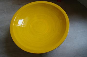 Schaal geel – grote ronde fruitschaal , 39cm diameter x8cm