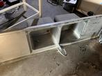 Dubbele industriële spoelbak van roestvrij staal, Ophalen of Verzenden, Gebruikt, Inox, Overige typen