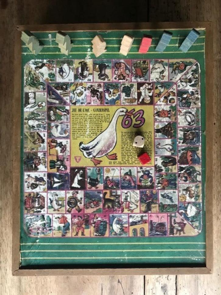Oud houten koffertje met gezelschaps spellen, Antiek en Kunst, Antiek | Speelgoed, Ophalen of Verzenden