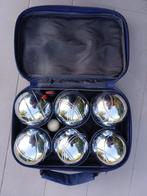 Set van 6 metalen petanqueballen + stoffen hoes, Sport en Fitness, Bowlen, Ophalen of Verzenden, Gebruikt, Bal