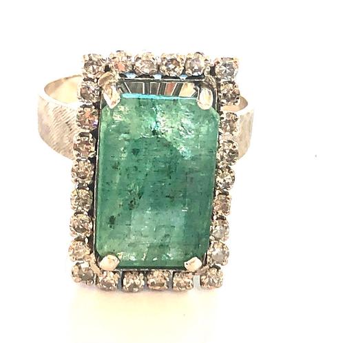 18 KT Witgoud ring, Handtassen en Accessoires, Ringen, Gebruikt, Dame, 19 tot 20, Wit, Goud, Met edelsteen, Ophalen
