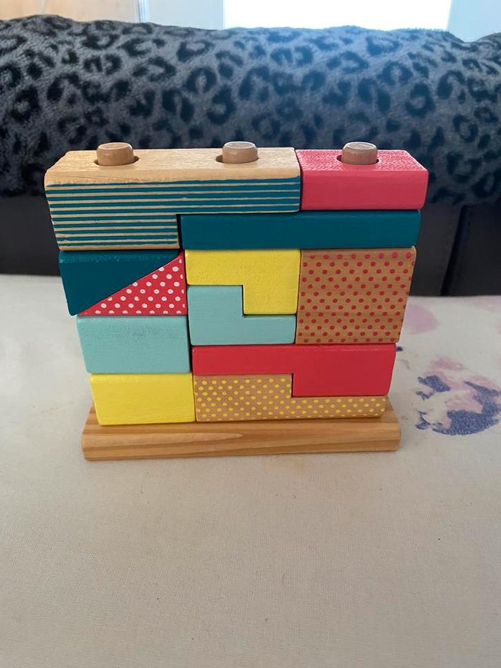Houten denkpuzzel met blokken, Kinderen en Baby's, Speelgoed | Houten speelgoed, Zo goed als nieuw, Ophalen