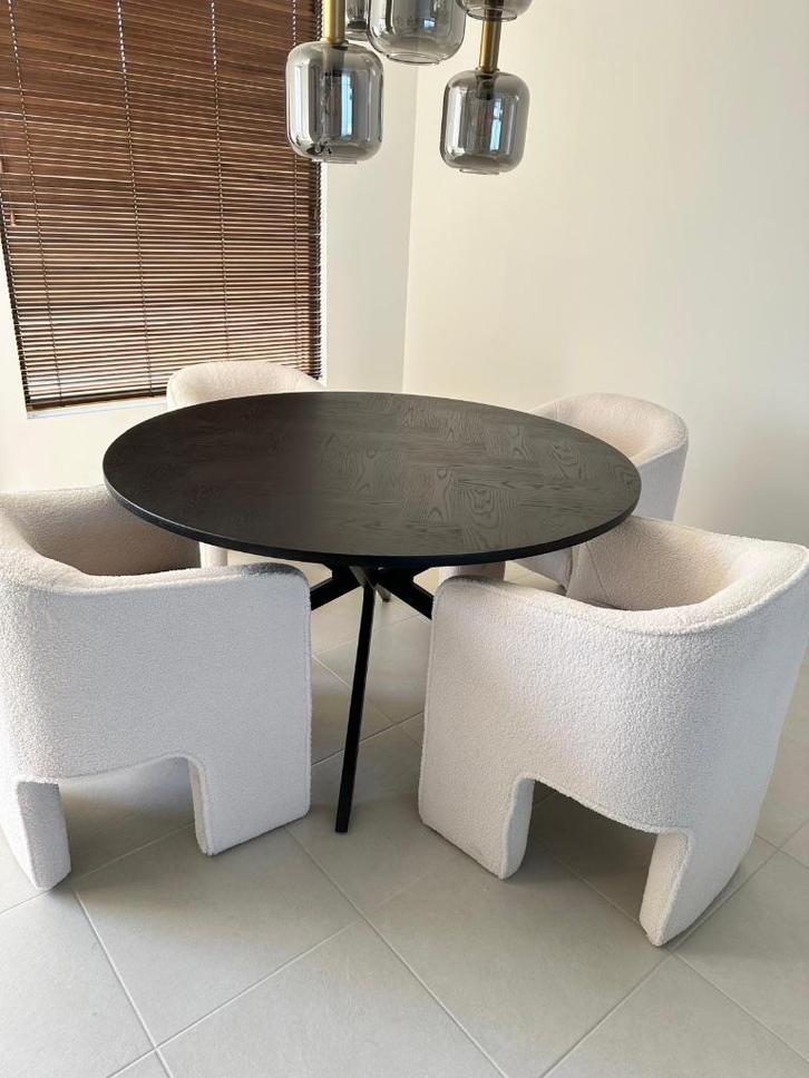 Eetkamer stoelen, Huis en Inrichting, Stoelen, Zo goed als nieuw, Vier, Stof, Overige materialen, Wit, Ophalen