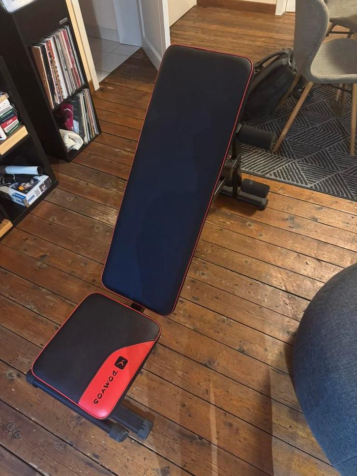 Verstelbare halterbank met gewichten tot 9,5 kg per gewicht, Sport en Fitness, Fitnessmaterialen, Gebruikt, Fitnessbank, Ophalen