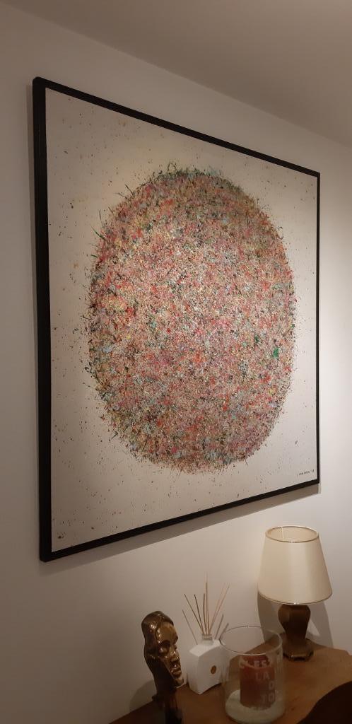 Schilderij: "Majic Circle". 120/120/3 cm., Antiek en Kunst, Kunst | Schilderijen | Modern, Ophalen