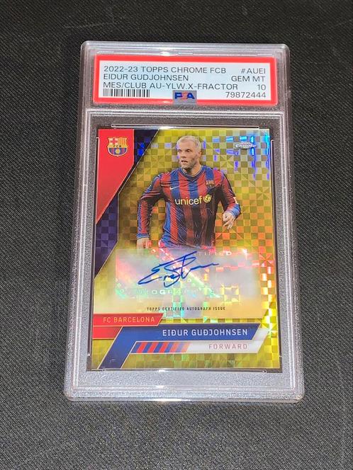 2022-23 Topps Chrome FCB Eidur Gudjohnsen Autograph PSA 10, Hobby & Loisirs créatifs, Autocollants & Images, Comme neuf, Image