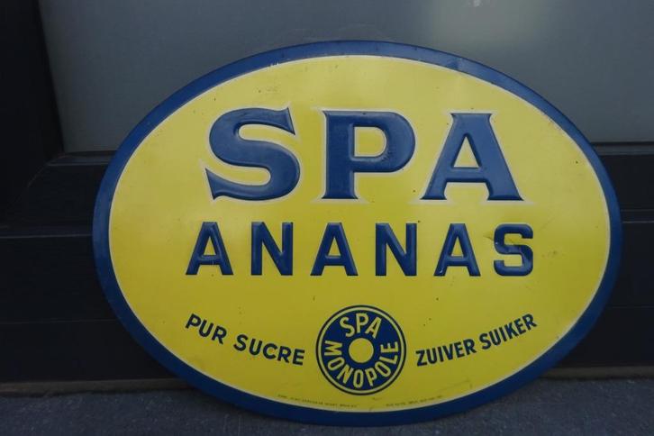 Spa Monopoly Pure Sugar Ananas 1951, Verzamelen, Merken en Reclamevoorwerpen, Gebruikt, Reclamebord, Ophalen