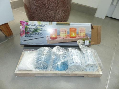 Setje voor theelichtjes - 4 potjes + keitjes, Huis en Inrichting, Woonaccessoires | Kandelaars en Kaarsen, Nieuw, Ophalen of Verzenden