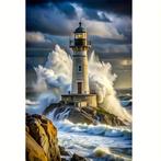 Diamond Painting Vuurtoren storm 40x30cm, Verzenden, Nieuw, Knutselwerk