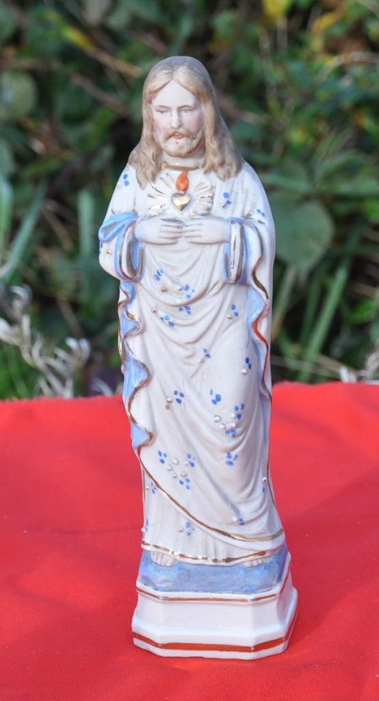 christ au sacré coeur en biscuit 21 cm, Antiquités & Art, Enlèvement ou Envoi
