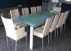 design glazen eettafel , tafel met 8 stoelen van HVS, Ophalen, 100 tot 150 cm, Design, 200 cm of meer