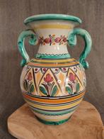 Vase italien ancien signé poterie céramique motifs floraux, Comme neuf, Intérieur, Rond, Moins de 25 cm
