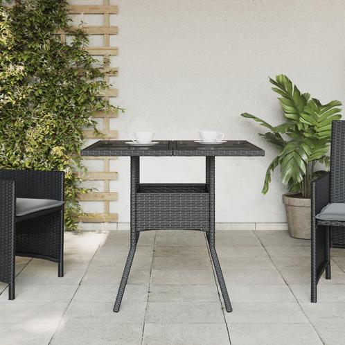Tuintafel met glazen blad 80x80x75 cm, Tuin en Terras, Tuintafels, Nieuw, Vierkant, Ophalen of Verzenden