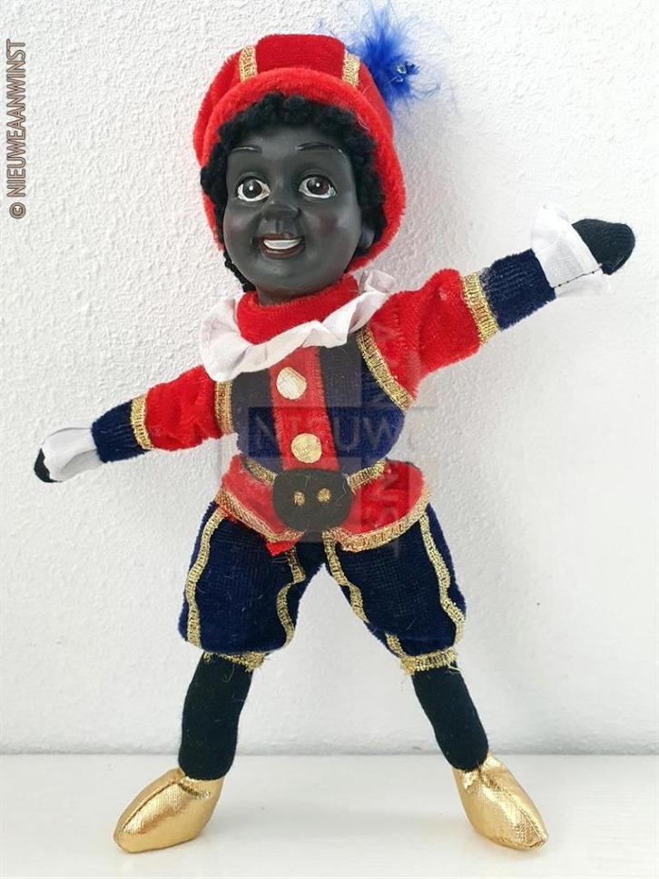 Authentieke etalage zwarte Piet pop - 20cm, rood/blauw, Diversen, Sinterklaas, Verzenden