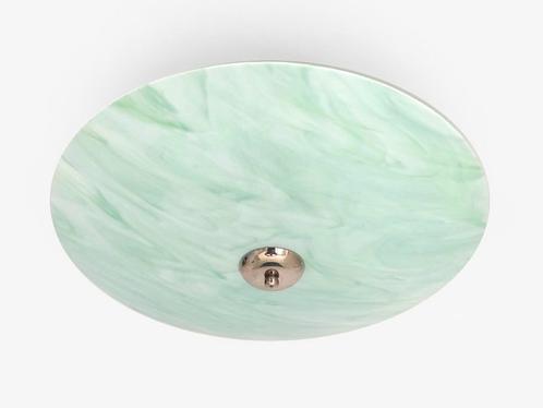 plafondlamp art deco glas groen marmerend, Huis en Inrichting, Lampen | Plafondlampen, Glas, Metaal, Ophalen of Verzenden