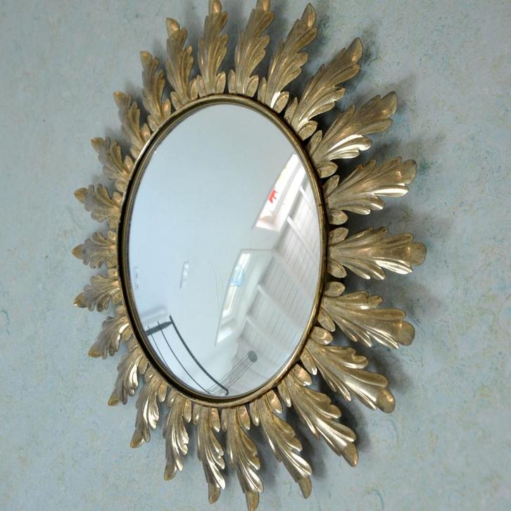 Miroir soleil vintage à feuilles d'acantus, Antiquités & Art, Antiquités | Miroirs, 50 à 100 cm, Moins de 100 cm, Rond, Enlèvement