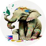 Cercle mural Banksy éléphant 80x80 en verre acrylique + syst, Envoi, Neuf
