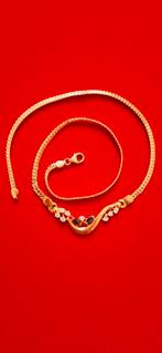18k gouden ketting met 750 saffier en saffier, Handtassen en Accessoires, Kettingen, Ophalen, Zo goed als nieuw, Goud, Goud