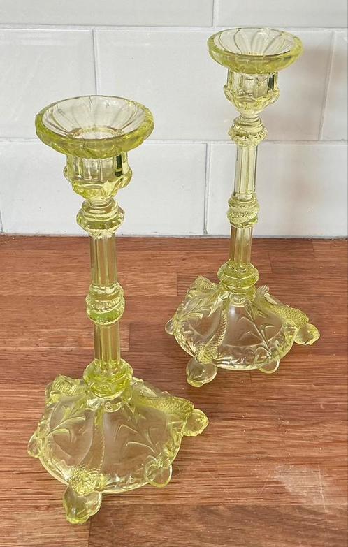 Prachtige kandelaars Portieux kristal Art-Noveau Frankrijk, Antiek en Kunst, Antiek | Glaswerk en Kristal, Ophalen of Verzenden