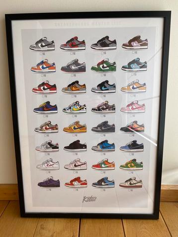 Poster Kicks on Kanvas, sneakerheads wanted list incl kader beschikbaar voor biedingen