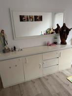 Gebruikte vitrine kast inclusief spiegel, Huis en Inrichting, Kasten | Dressoirs, Ophalen, Gebruikt, Simpel wit, 200 cm of meer