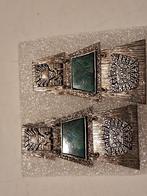 Boucles d'oreilles Heavy Inca en argent et malachite, Bijoux, Sacs & Beauté, Boucles d'oreilles, Enlèvement ou Envoi, Autres couleurs