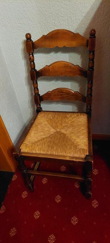 Set van 3 ladderback-stoelen – landelijke stijl – rieten zit beschikbaar voor biedingen