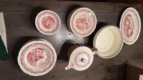 Servies Boerenhoeve rood, Antiek en Kunst, Antiek | Servies los, Ophalen