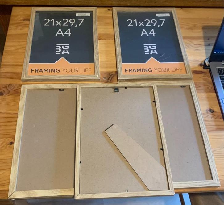 Fotokaders A4 (nog 3 stuks beschikbaar), Huis en Inrichting, Woonaccessoires | Lijsten, Zo goed als nieuw, Minder dan 50 cm, Minder dan 50 cm