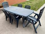 Hartman tuintafel met verlengstuk en stoelen, Tuin en Terras, Ophalen, Kunststof, Gebruikt, Eettafel