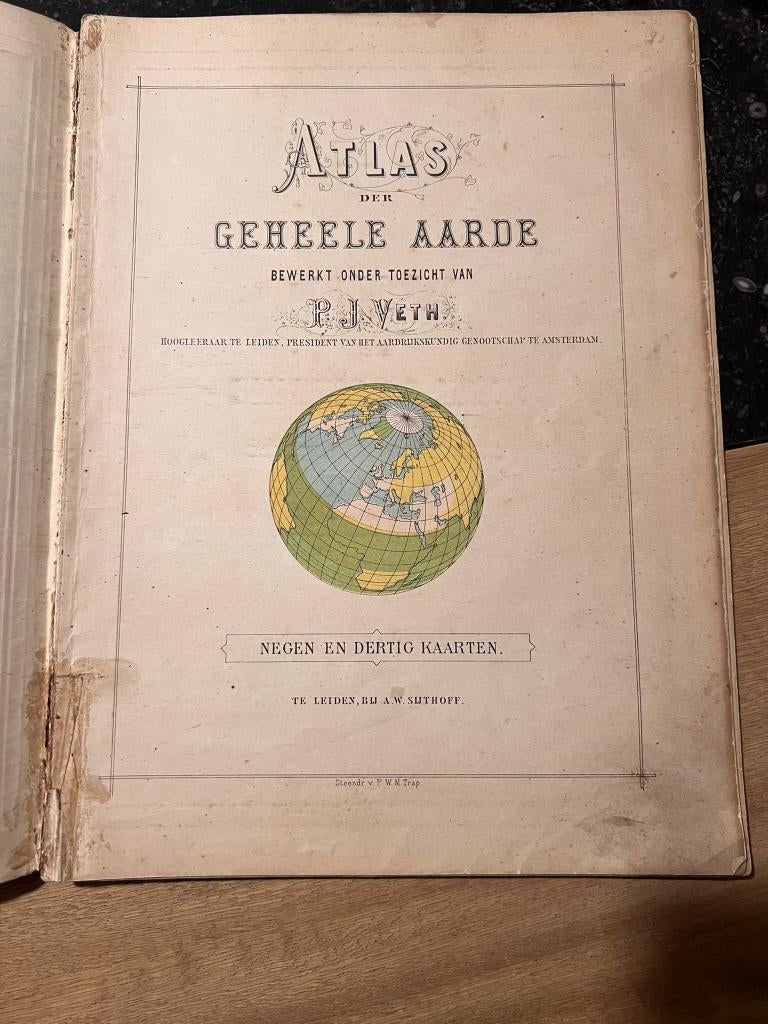 Atlas der geheele Aarde, bewerkt onder toezicht van Prof. P., Ophalen of Verzenden, Prof P.J. Veth