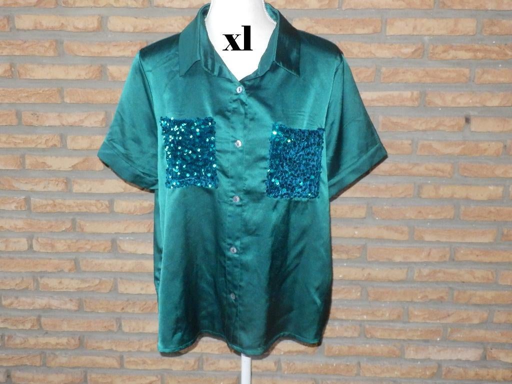 (1)- chemisier femme t.XL vert bouteille - shein -, Vêtements | Femmes, Blouses & Tuniques, Comme neuf, Taille 42/44 (L), Vert
