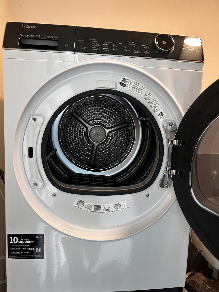 warmtepomp droogkast HaIer HD90-A3Q979U1, Ophalen, Gebruikt, 8 tot 10 kg, Anti-kreukfase