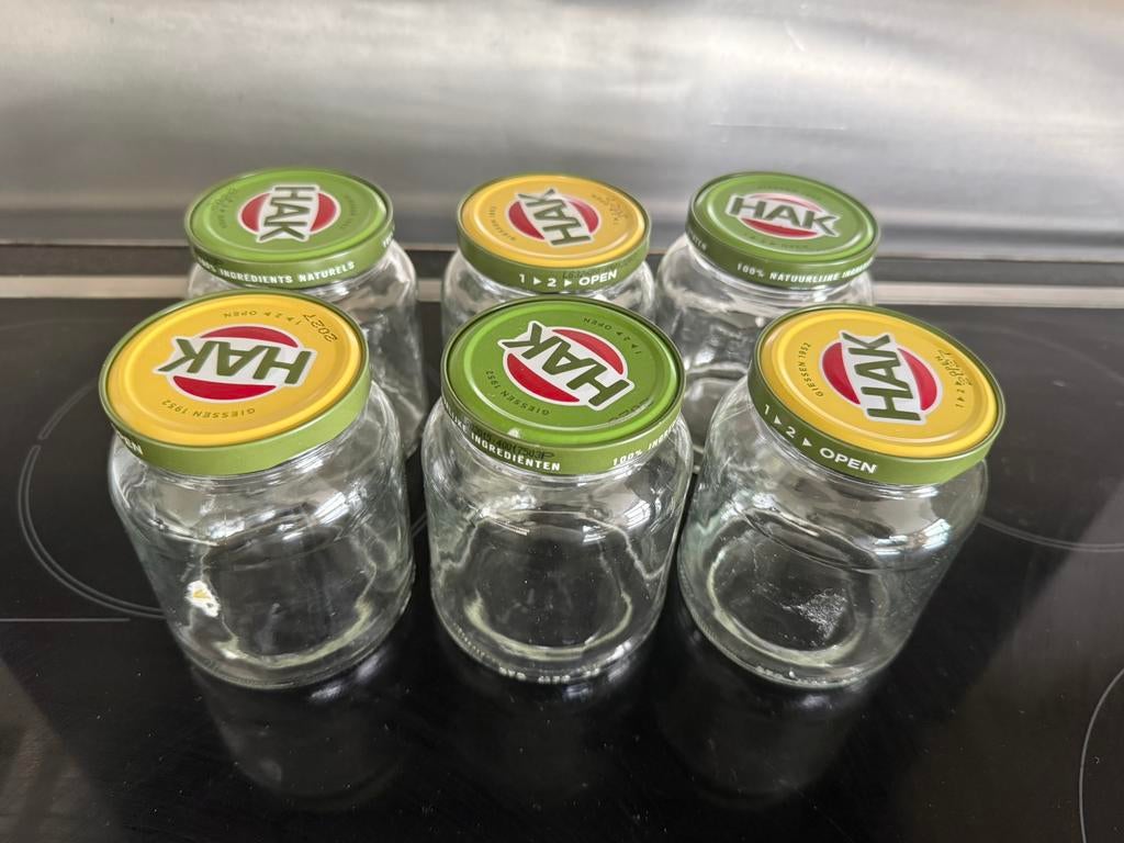 6 lege confituurpotjes, Ophalen, Zo goed als nieuw
