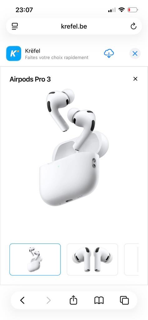 Airpods pro 3, Télécoms, Téléphonie mobile | Écouteurs, Neuf, Apple, Blanc, Intra-auriculaires (Earbuds)
