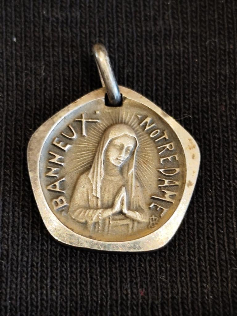 Médaille Banneux Notre-Dame Argent Massif 800  Pentagonale, Enlèvement ou Envoi, Argent, Argent