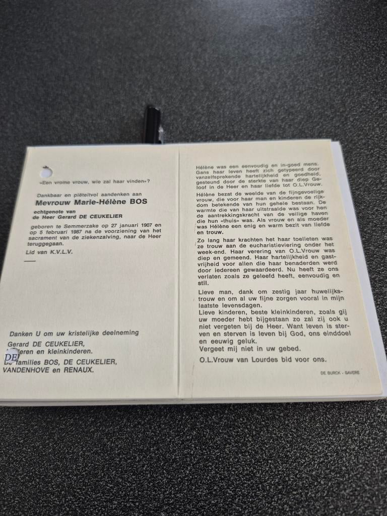 Bidprentjes Semmerzake, Verzamelen, Bidprentjes en Rouwkaarten, Ophalen of Verzenden