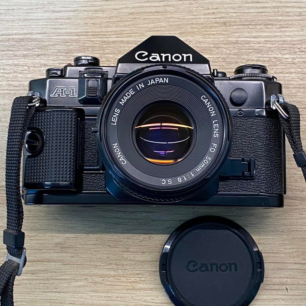 Canon A-1, Canon FD 50mm f1.8 *comme neuf/neuf, TV, Hi-fi & Vidéo, Enlèvement ou Envoi, Neuf, Reflex miroir, Canon