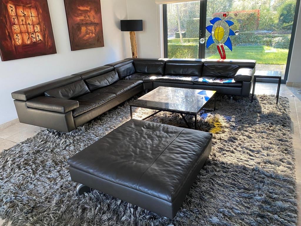 Zwarte lederen zetel van Jori, Huis en Inrichting, Ophalen