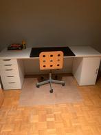 Bureau ikea met 2 ladenblok en stoel (zwart), Huis en Inrichting, Bureaus, Ophalen, Gebruikt, Bureau
