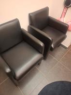 2x zwarte ledere stoelen met wieltjes (Nieuwstaat!), Huis en Inrichting, Ophalen, Twee, Zwart, Zo goed als nieuw