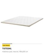 Ikea Tistedal matras topper 180x200cm, Ophalen, Zo goed als nieuw, Matras
