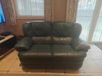 Bank - 2- tot 3-zitsbank van echt leer - voetsteun, Huis en Inrichting, Zetels | Zetels, Ophalen, Gebruikt, 150 tot 200 cm, Tweepersoons
