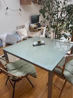 Gautier vierkante glazen tafel 120cm, Ophalen, Gebruikt, Vierkant, Metaal